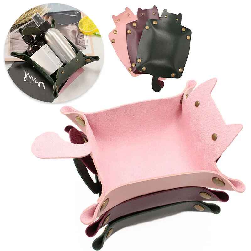 Cute Cat Storage Box Desk Organizing Trays Valentines Day Gift Women Makeup Trays Vanity Bathroom Organizer Tray