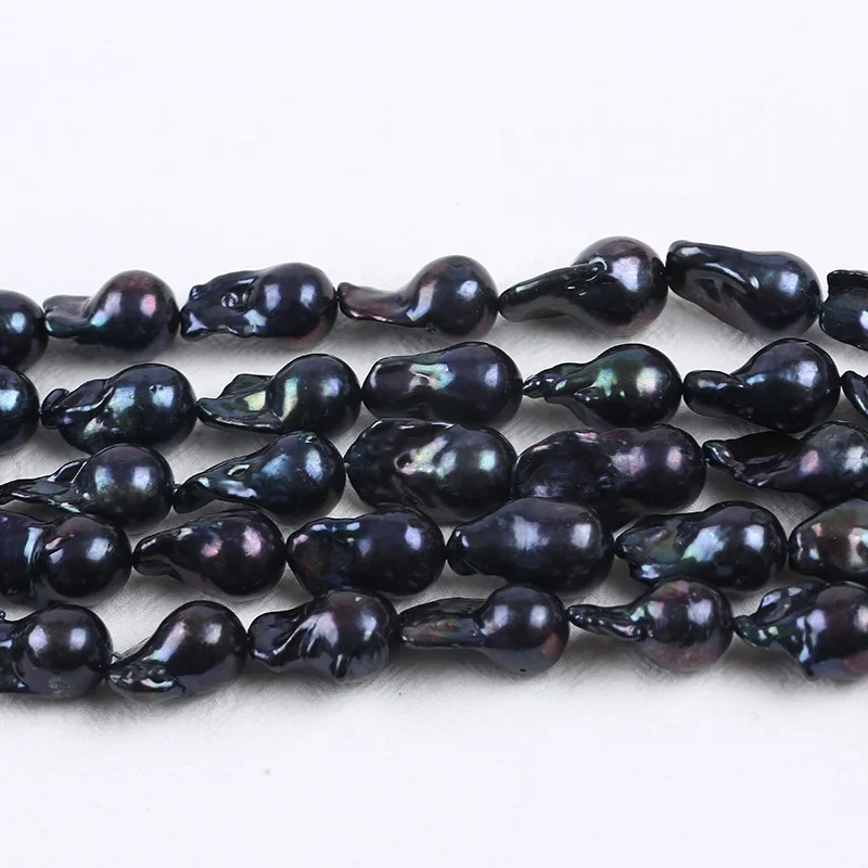 15-20mm AAAA Freshwater baroque pearl strand black pearls string
