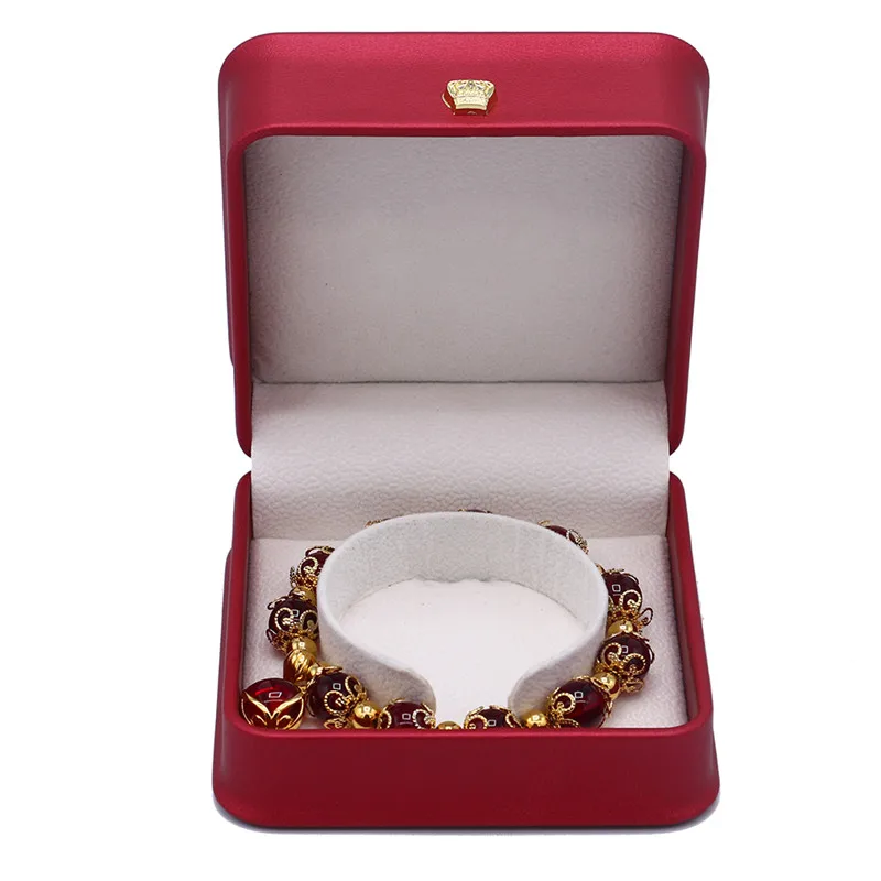 Factory Custom red color luxury jewelry gift Box packaging with Jewellery high grade PU leather Wholesale