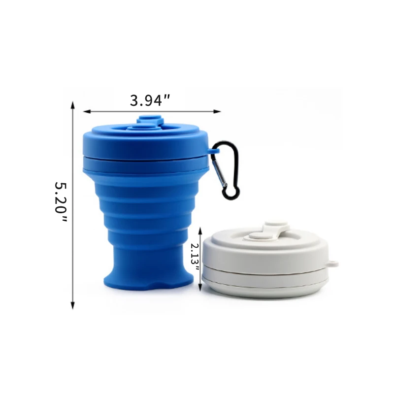 Hot Sale 400ml Bottle Food Grade BPA Folding Water Cup Outdoor Reusable Silicone Eco Friendly Foldable Travel Mug
