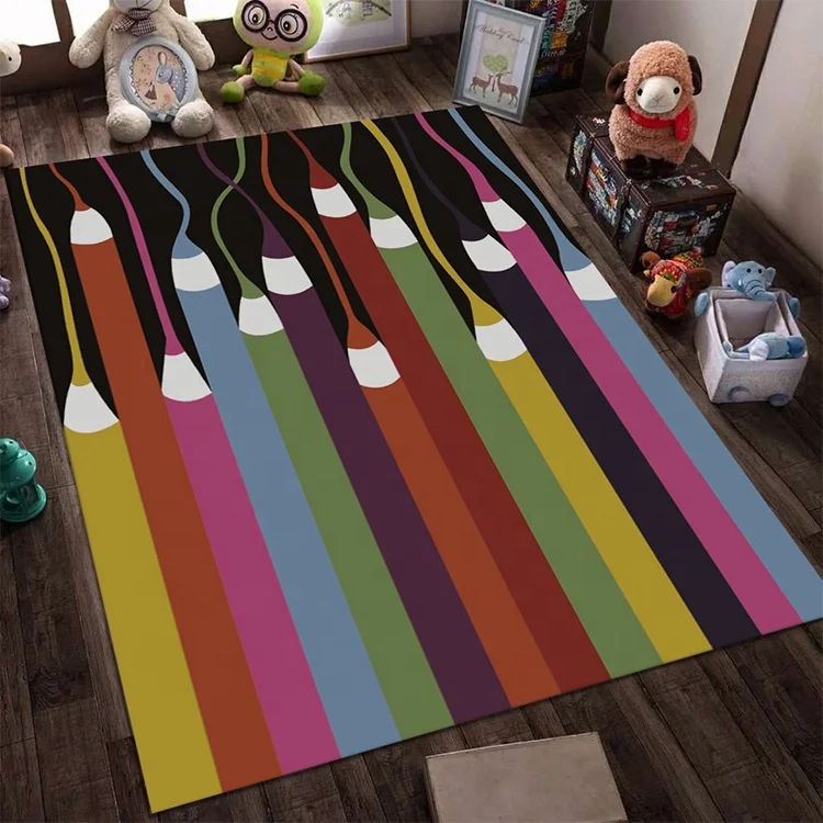 Nordic European Style Printed Carton Round Child Mats Carpet Modern Floor Carpet For Bedroom Or Kitchen