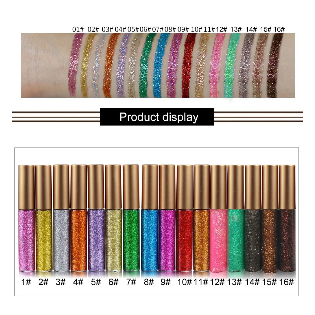 Wholesale Waterproof Glitter Eyeliner Private Label Vegan Color Eyeliner Liquid Custom Logo