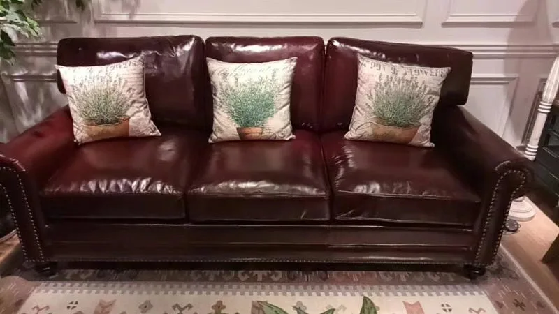 Antique French country style  high quality leather sofa luxury french sofa set