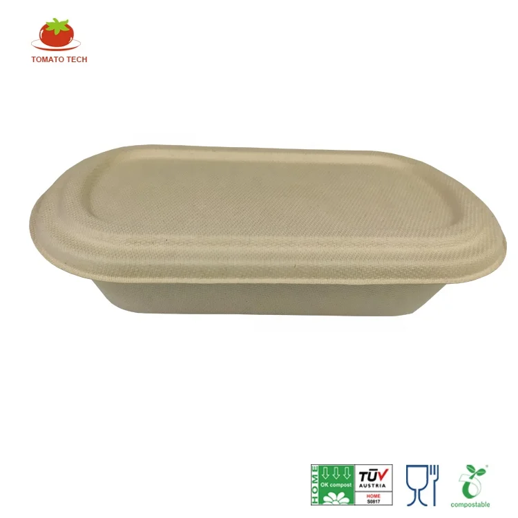 100% биоразлагаемое основное волокно сахарного тростника, Овальный пищевой контейнер 850 мл