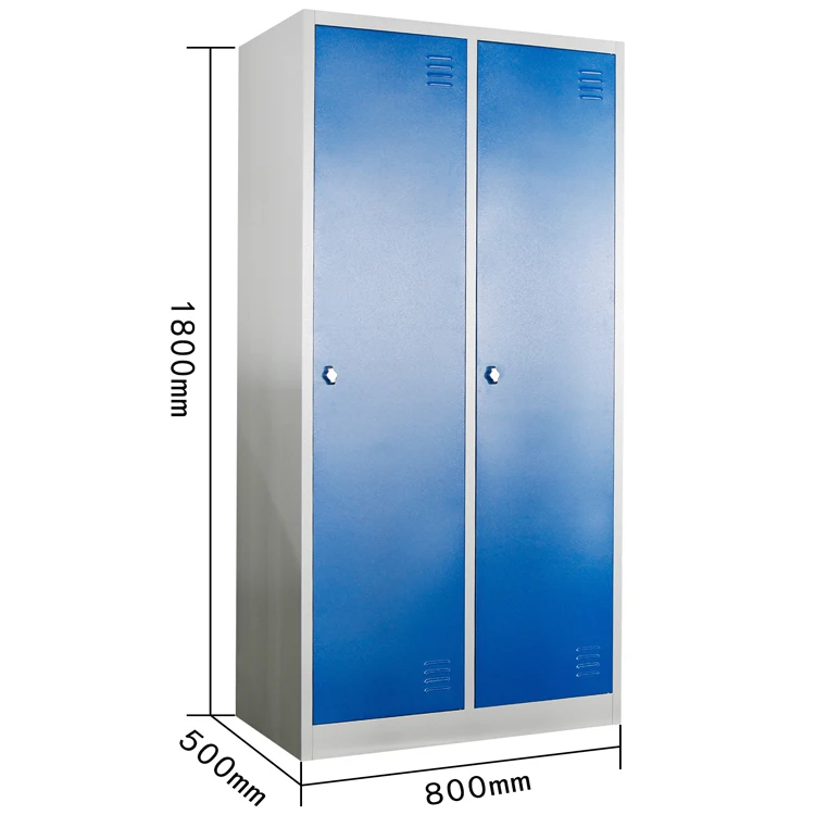 Metal 2 Door Locker with Middle Wall Shelf For Two Person Clothes Storage Wardrobe Double Clean and Dirty Locker