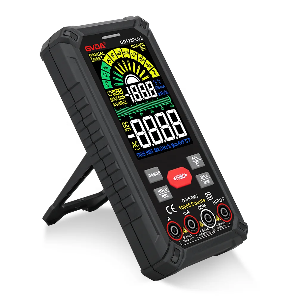 GVDA Smart Multitester 9999 counts LCD Color Display DC AC Voltage Current True RMS Multimetro Rechargeable Digital Multimeter