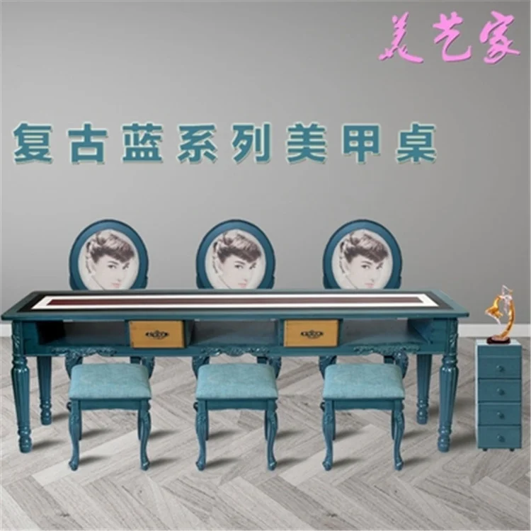 Kisen Factory Direct New European Style White Full Set Glass Top Beauty Salon Furniture Manicure Nail Table