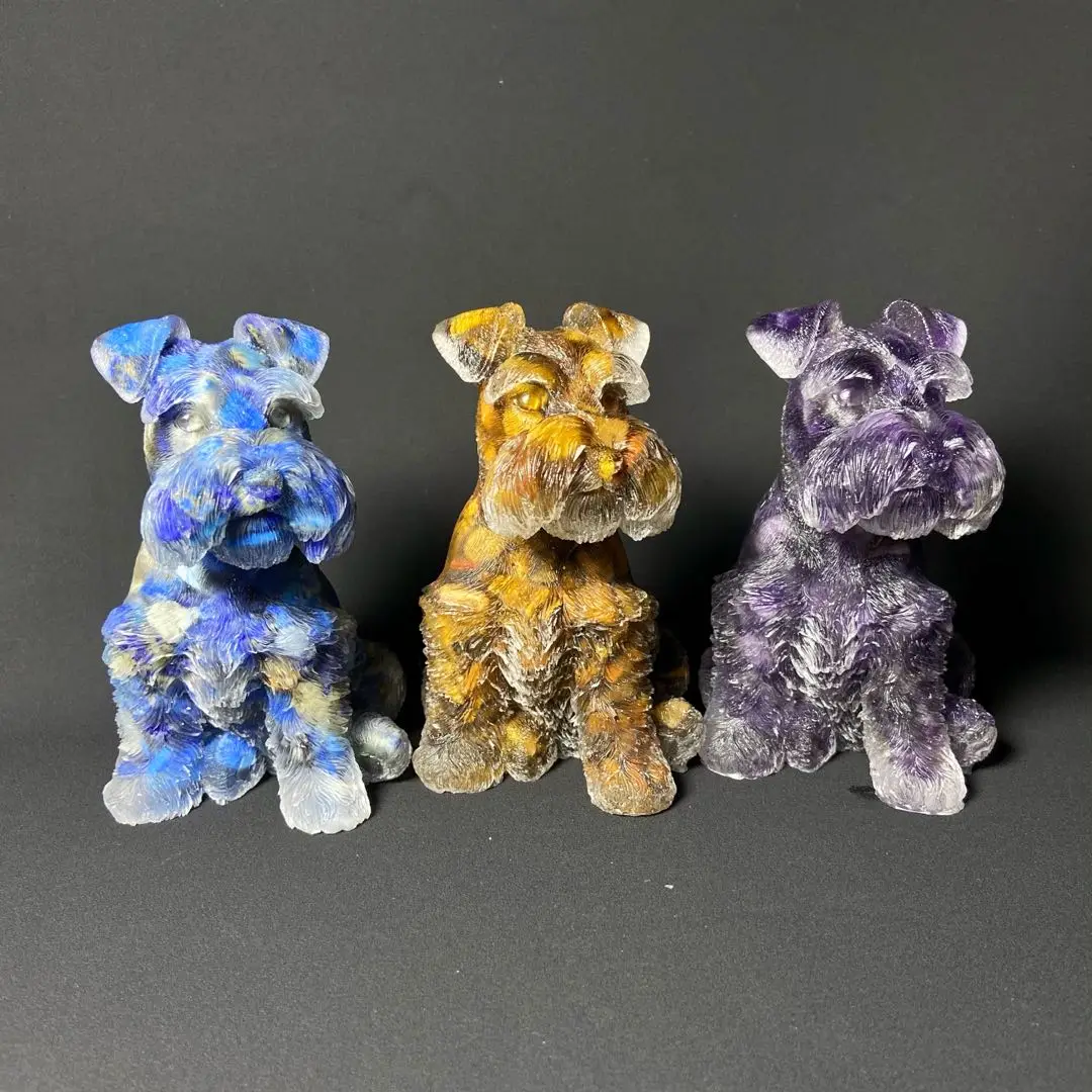 
Оптовая продажа, Лидер продаж, красочная полимерная статуя для собак из кварцевого кристалла и гравия для украшения дома 