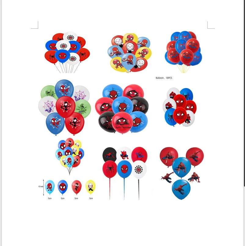 Cartoon Birthday Decorations 12Inch Festive Latex Balloons Set Fantasy Party Supplies for Kids Boys and Girls