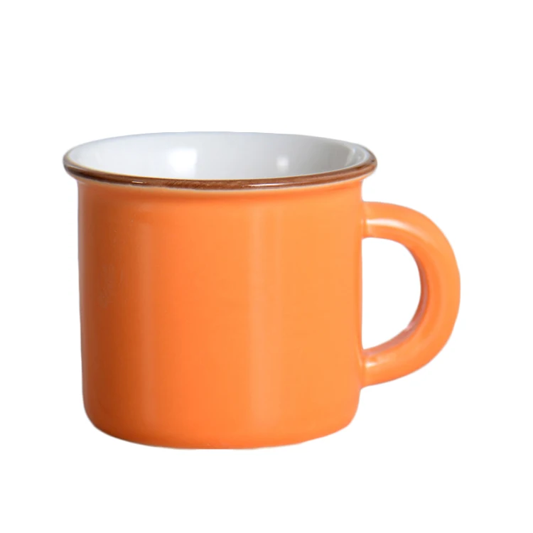 Wholesale Customized Logo Printing Coating Metal Ceramics  Drinkware Enamel Tea Cup Coffee Mug