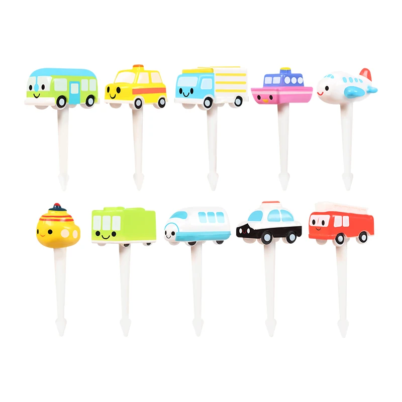 Cartoon Car Bus Taxi Garpu Tusukan Buah Unik Karakter Makanan Fruit Food Pick Bekal Sekolah Bento