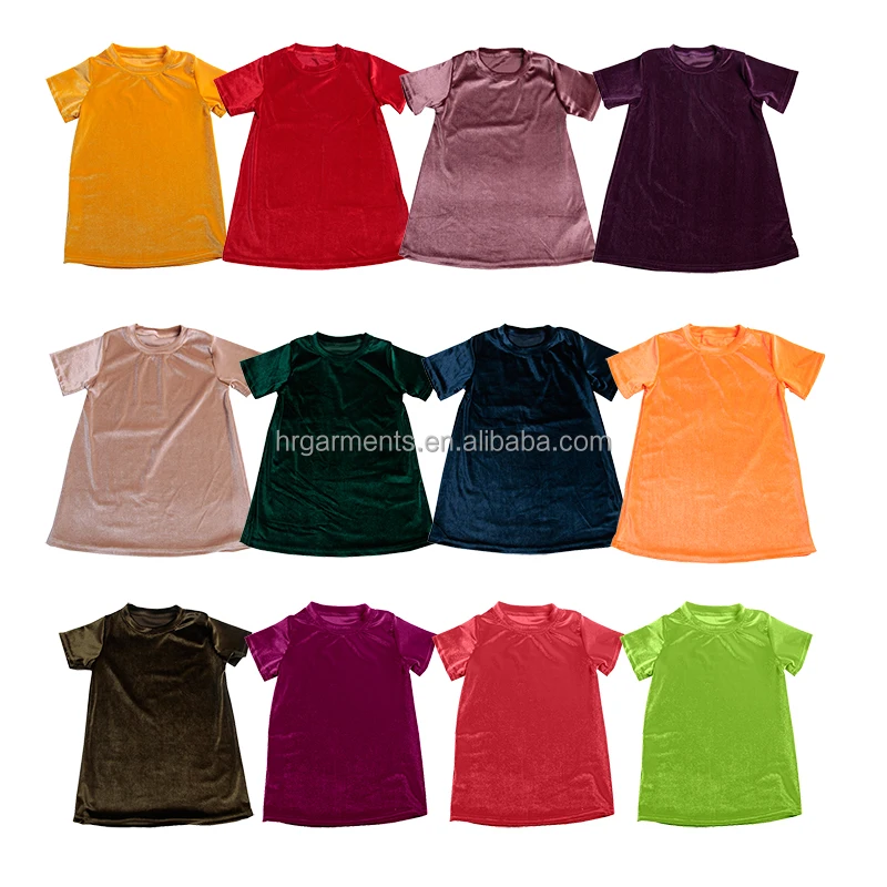 Wholesale 0-16 Years Old solid color velvet T Shirt Dress Toddler Girls Lovely Kids Children Clothes