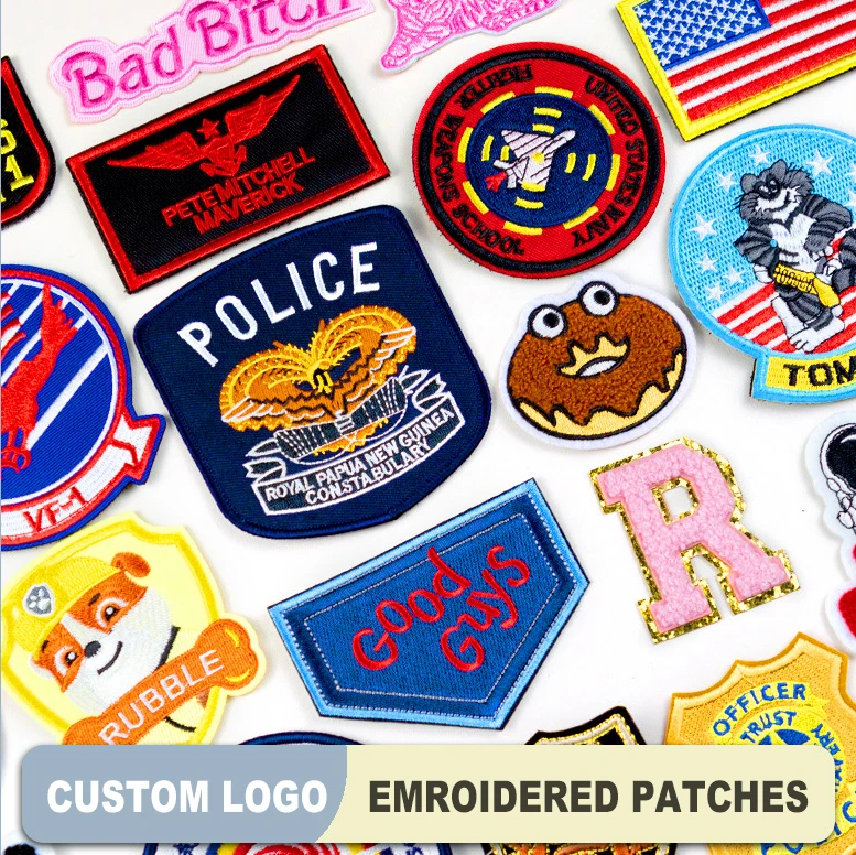 Woven Polyester High Density Custom Logo Patch Obcuiayy Towel Clothes Patches Hat Full Custom 3D Embroidered Patches Iron On