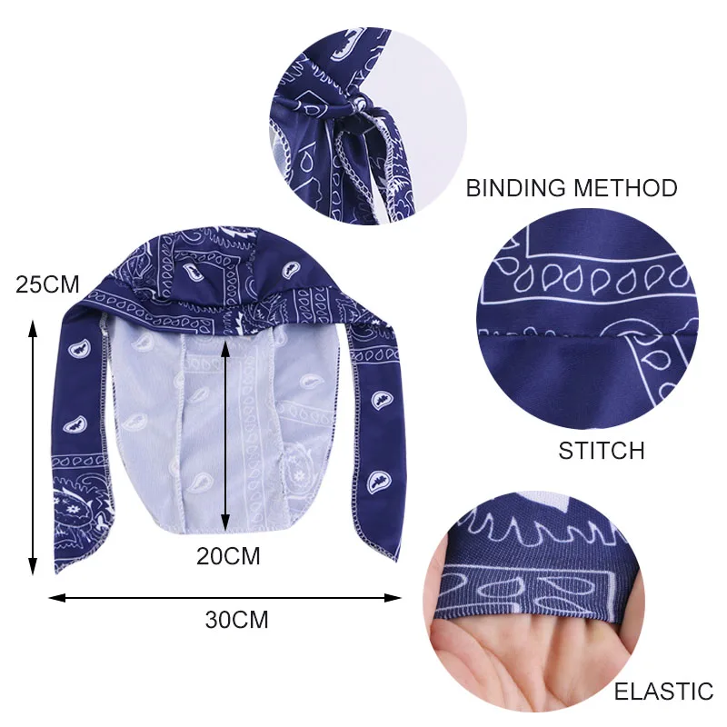 Custom Wave Cap Designer Durags Vendor Paisley Bandana Du Rags Durag for men women
