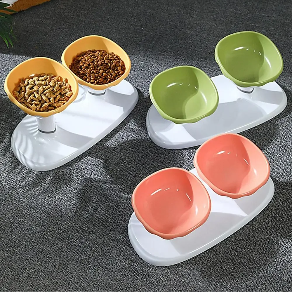 Xianchanpets Adjustable Cream Double Bowl Feeder New Step-By-Step Combination Pet Bowl for Small Animals Water & Food Serving