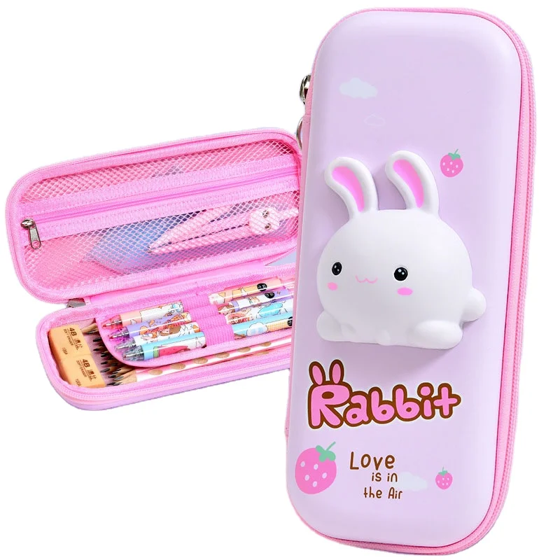 New hot sale wholesale cute school stationery popular kids fancy stationary suppliers cartoon art pencil case