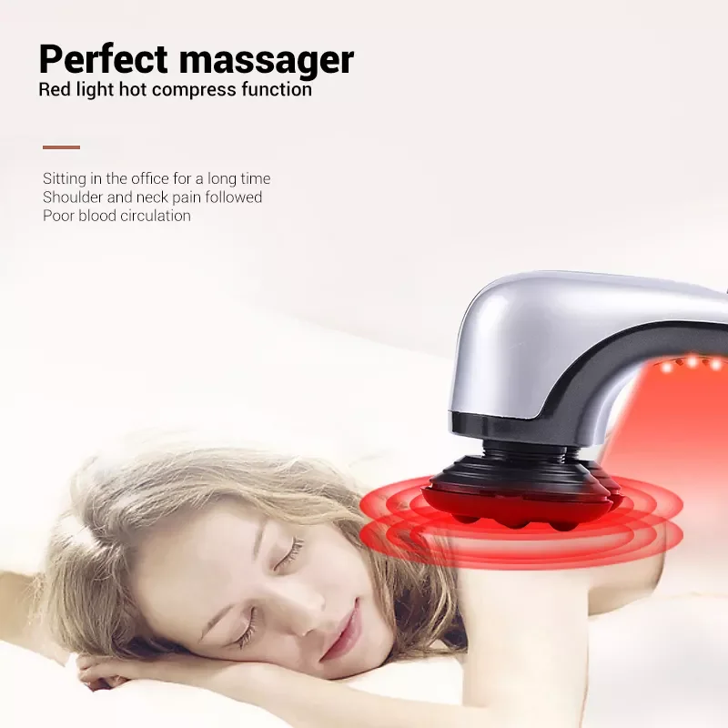Electric Handheld Back Massager Infrared Heating Hammer Massager With Double Head Used to Full Body Massage Pain Relief