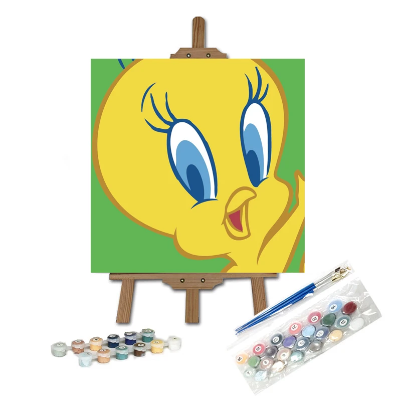 With Frame Cartoon Diy Oil Painting By Numbers Kit Kids Image Paint By Numbers Hand Painted Unique Gift For Children Art 20x20cm