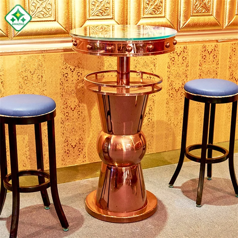 
Modern Home Design Mini Wine Table Mobile Bar Counter commercial furniture gold stainless steel stand up bar 