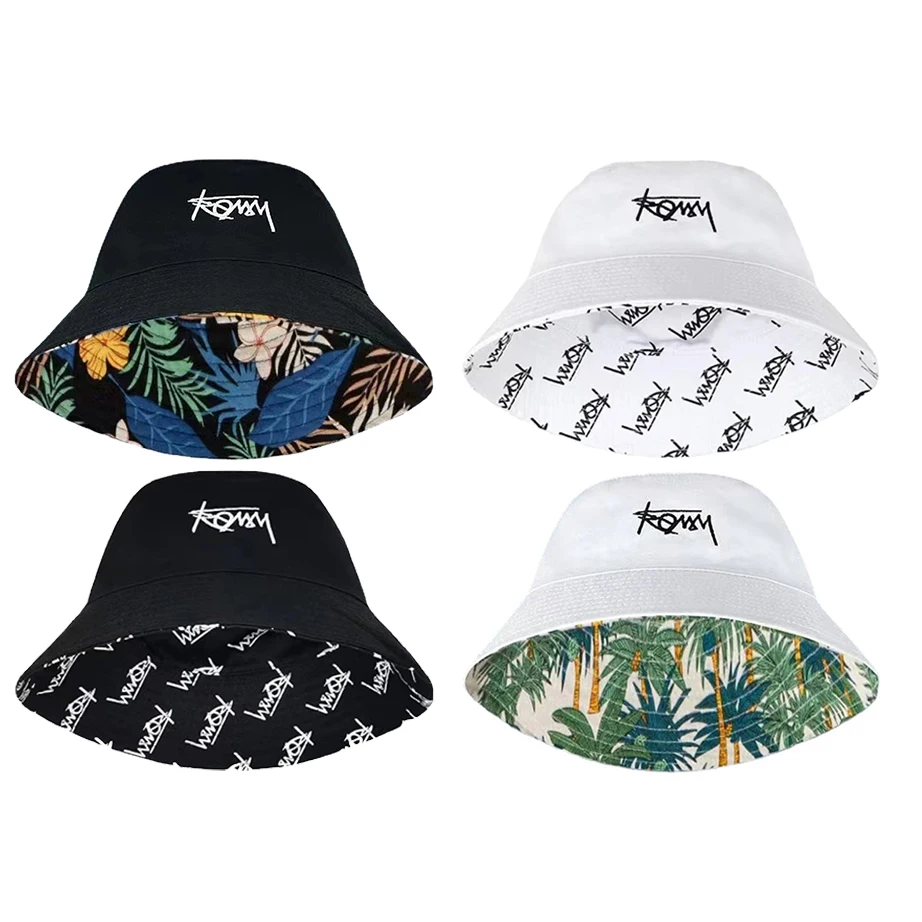 Fashion Designer Embroidered Cotton Fisherman Cap Custom Logo Reversible Bucket Hat