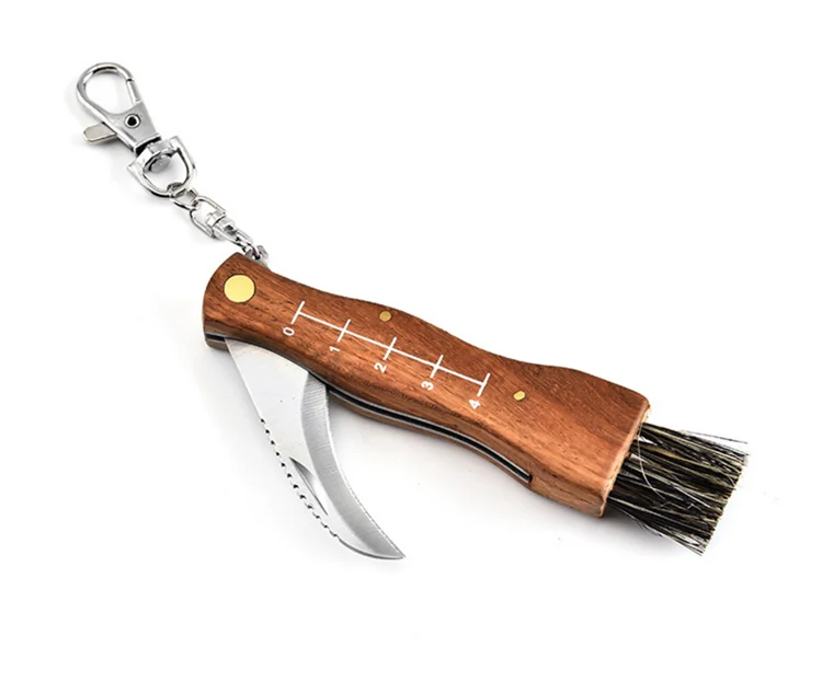 Wooden handle Mushroom knife with hairbrush Accept Customized Logo