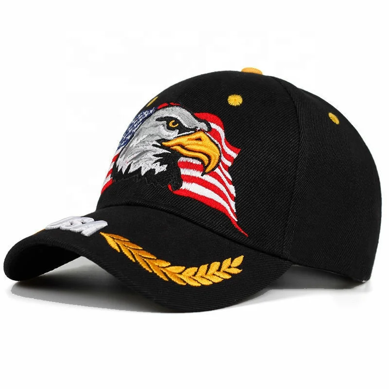 Highknight Eagle Embroidered Caps 100%  Acrylic Sports Outdoor Customized Baseball Caps Unisex Hats For Man and Women