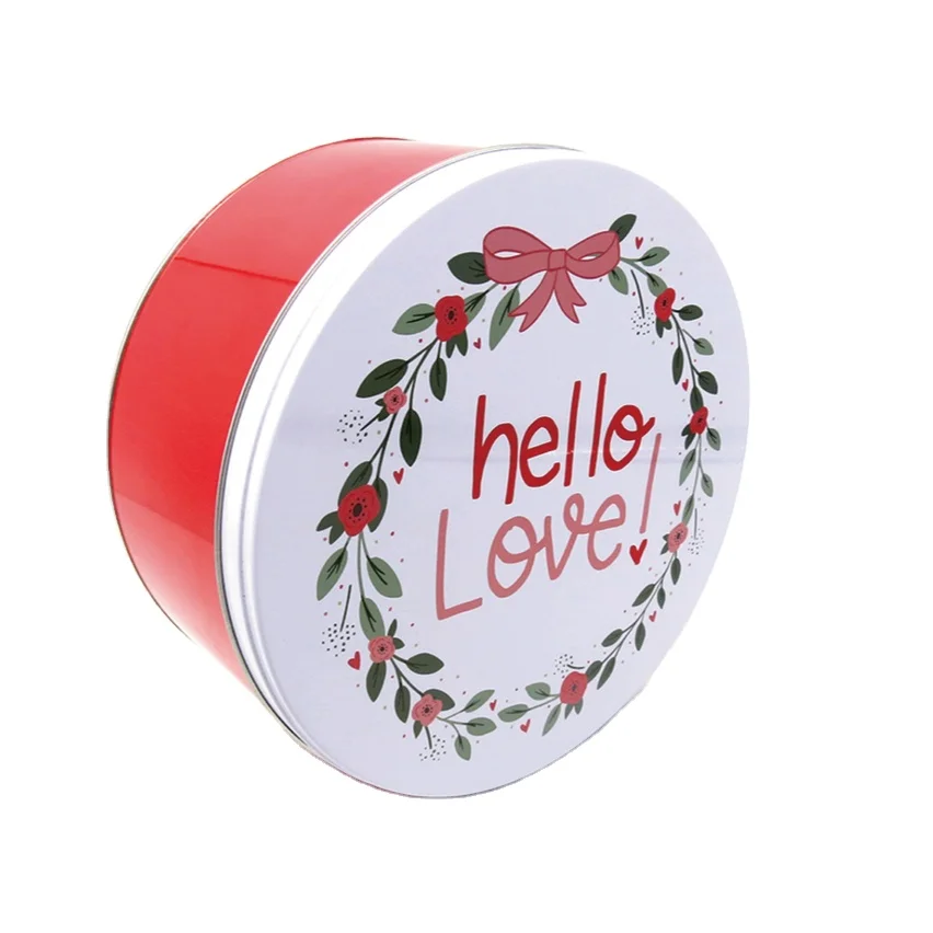 Custom Printing Tinplate Storage Container Food Candy CMYK Tin Cans for Cake Cupcake Container CN;GUA Recyclable Round Metal Iso