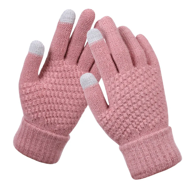 2022 Customer Designs Fashion Cute One Size Gray Pink Black White Autumn Winter Warm Knitting Unisex Gloves
