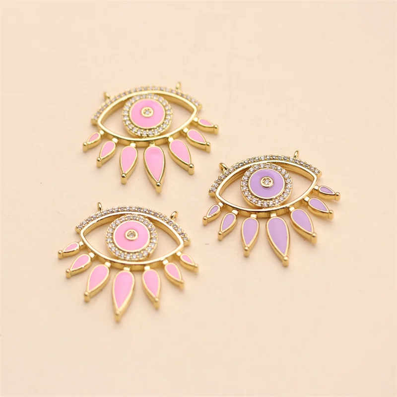 Fashion Bohemia Style Eye Enamel Pendant Brass Gold Plated Necklace Jewelry For Women Girls Children