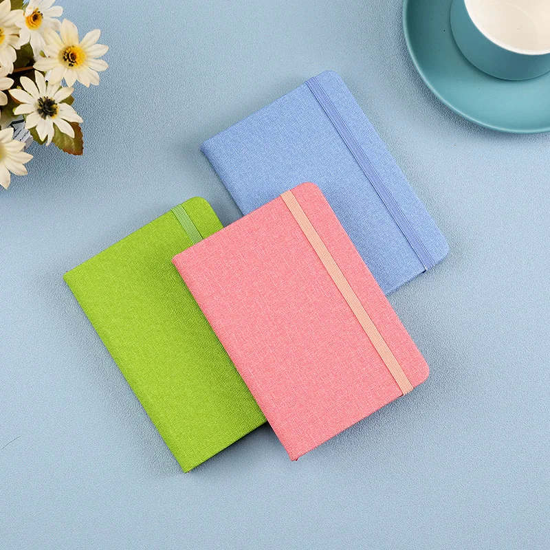 A6 notebook Portable pocket linen grain hardcover notebook bandage Student Stationery School Office Supplies Pu leather notebook