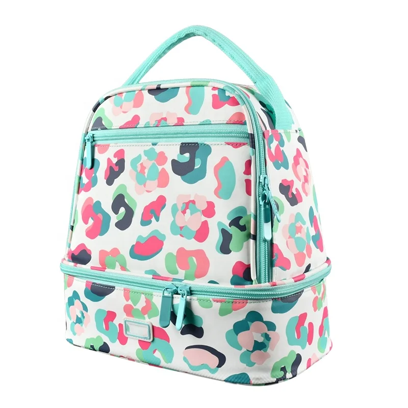 Office School Picnic Set Insulated 2 Layers Thermal  Lunch Bag Full Color Printing Waterproof Tote Wine Cooler Bag