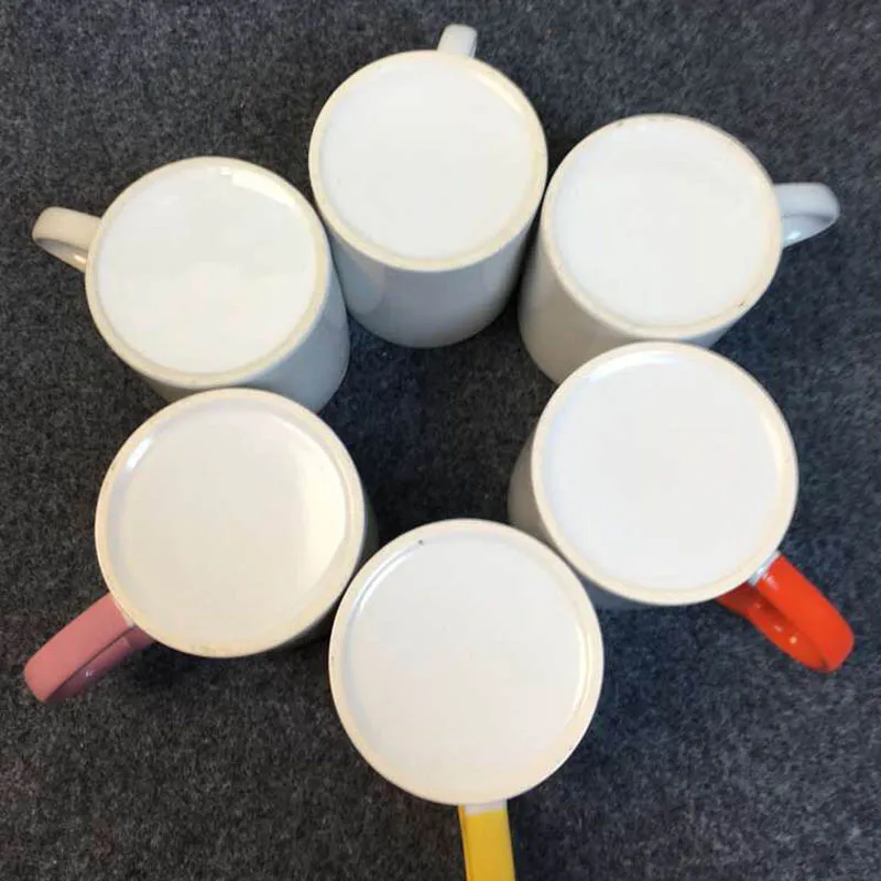 11 Oz  Heart Rim Color Handle Sublimation Blank Ceramic Coffee Mug/Cup For Promotion Gifts