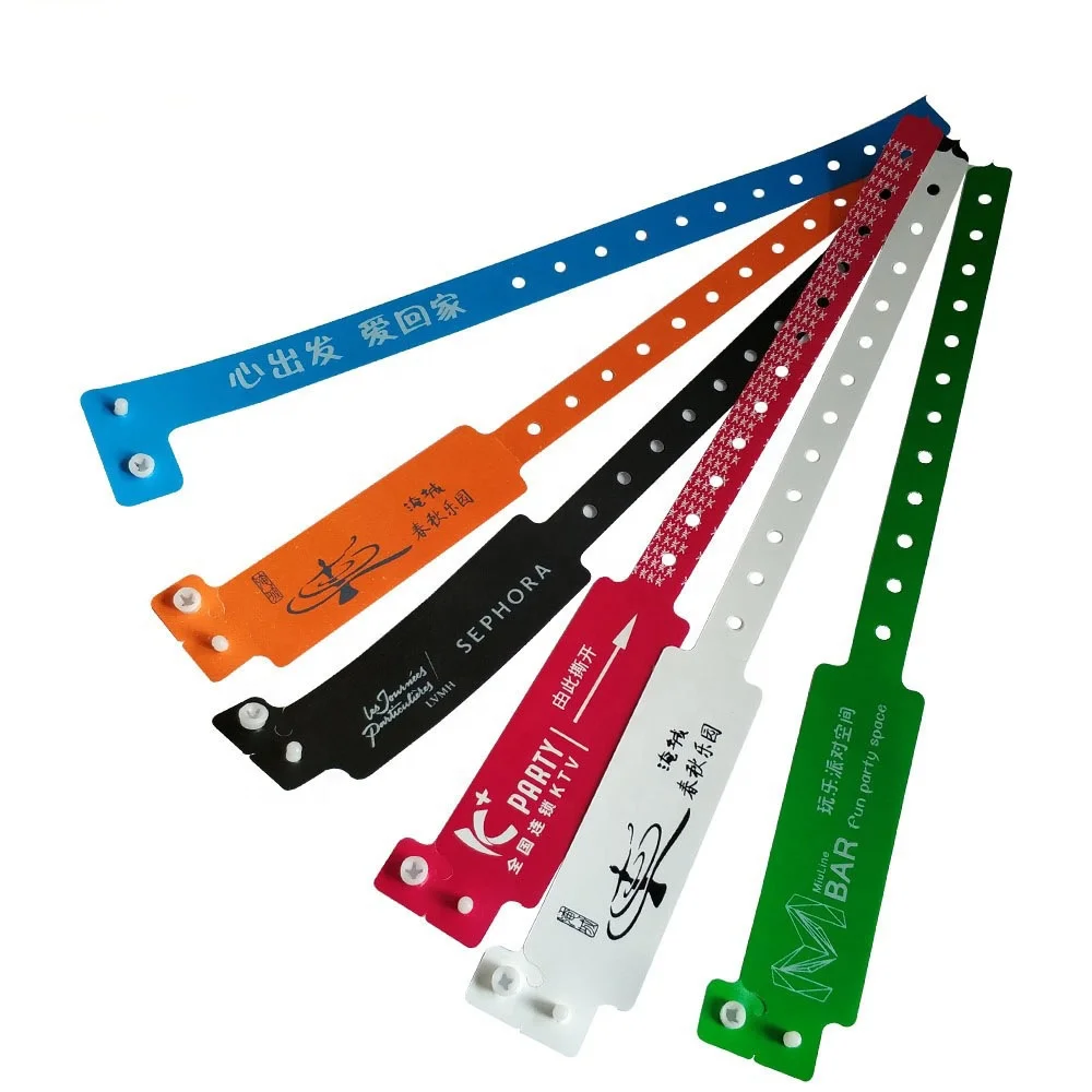 Promotional  PVC Tickets Bracelet Wrist Bands Waterproof Reusable Vinyl Disposable Id Wristbands For Concert