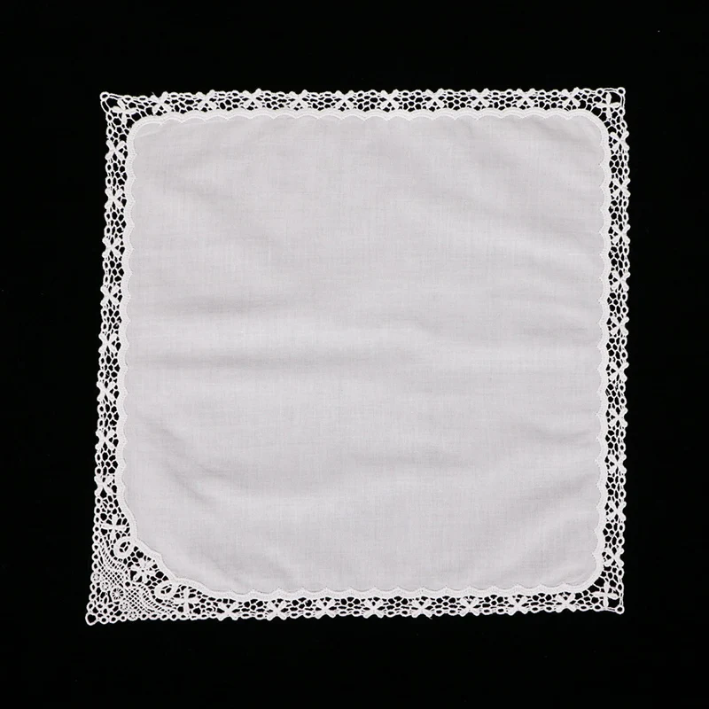 
A013 : White premium cotton lace handkerchiefs crochet hankies women/ladies wedding gift 