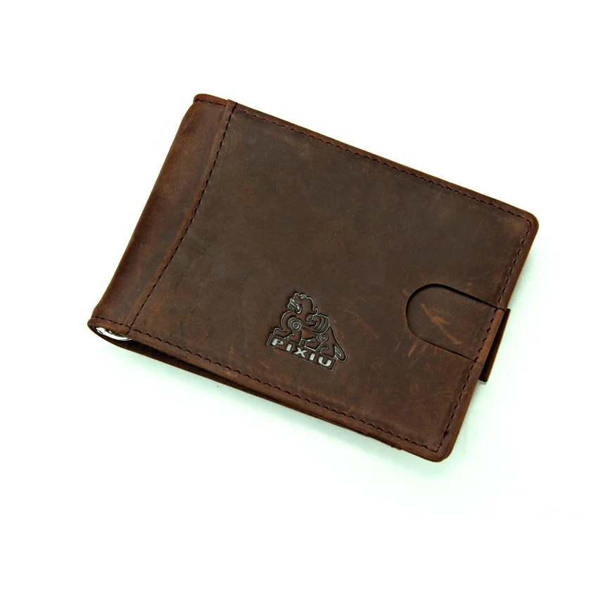 
Hot Selling Money Clip RFID Slim Genuine Leather Wallets for men 