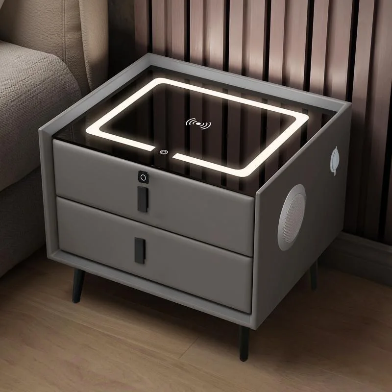 Manufacturer supplier low price luxurious wireless charging bedside table with fingerprint lock