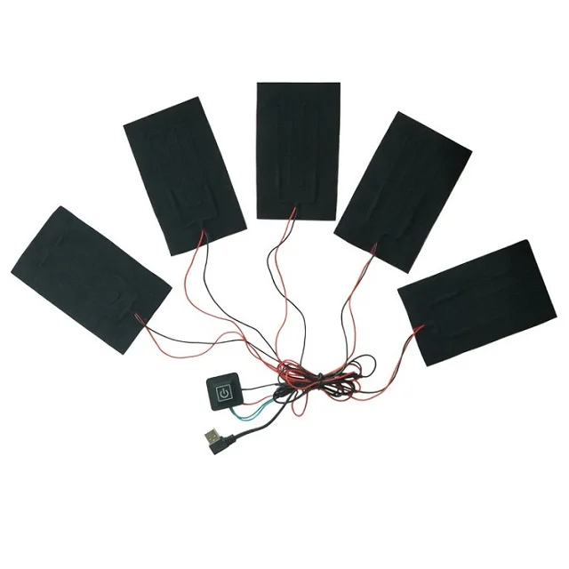 5V 7.4V Customized USB Electric Carbon Fiber Washable Waterproof Clothes Heating Pad For Heated Clothes