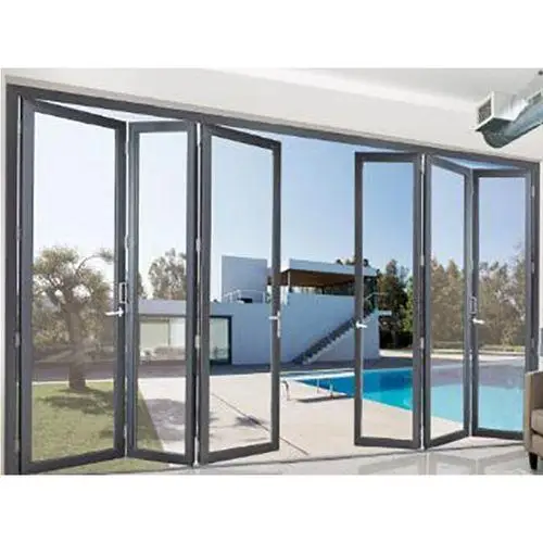 Exterior Weather Proof Aluminum Double Tempered Glass Folding Doors North America Standard NFRC Bi Fold doors
