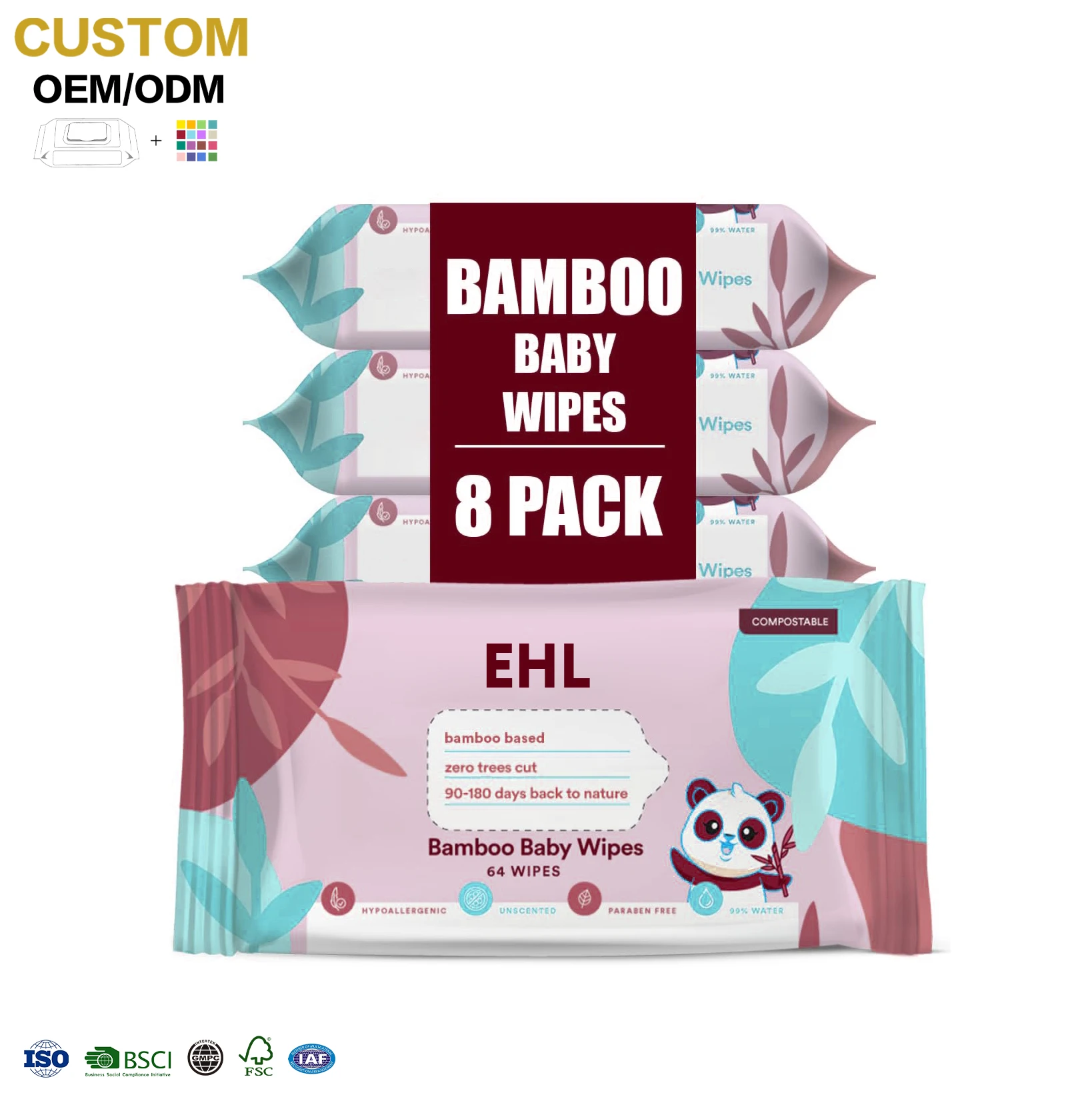 2024 Органические детские влажные салфетки, мягкие натуральные смывные детские салфетки для ухода за ребенком