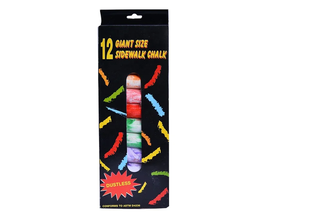 Jumbo Wholesale Sidewalk Dustless Bright Color  big chalk Bulk Packing School  children kids chalk outside playing chalk