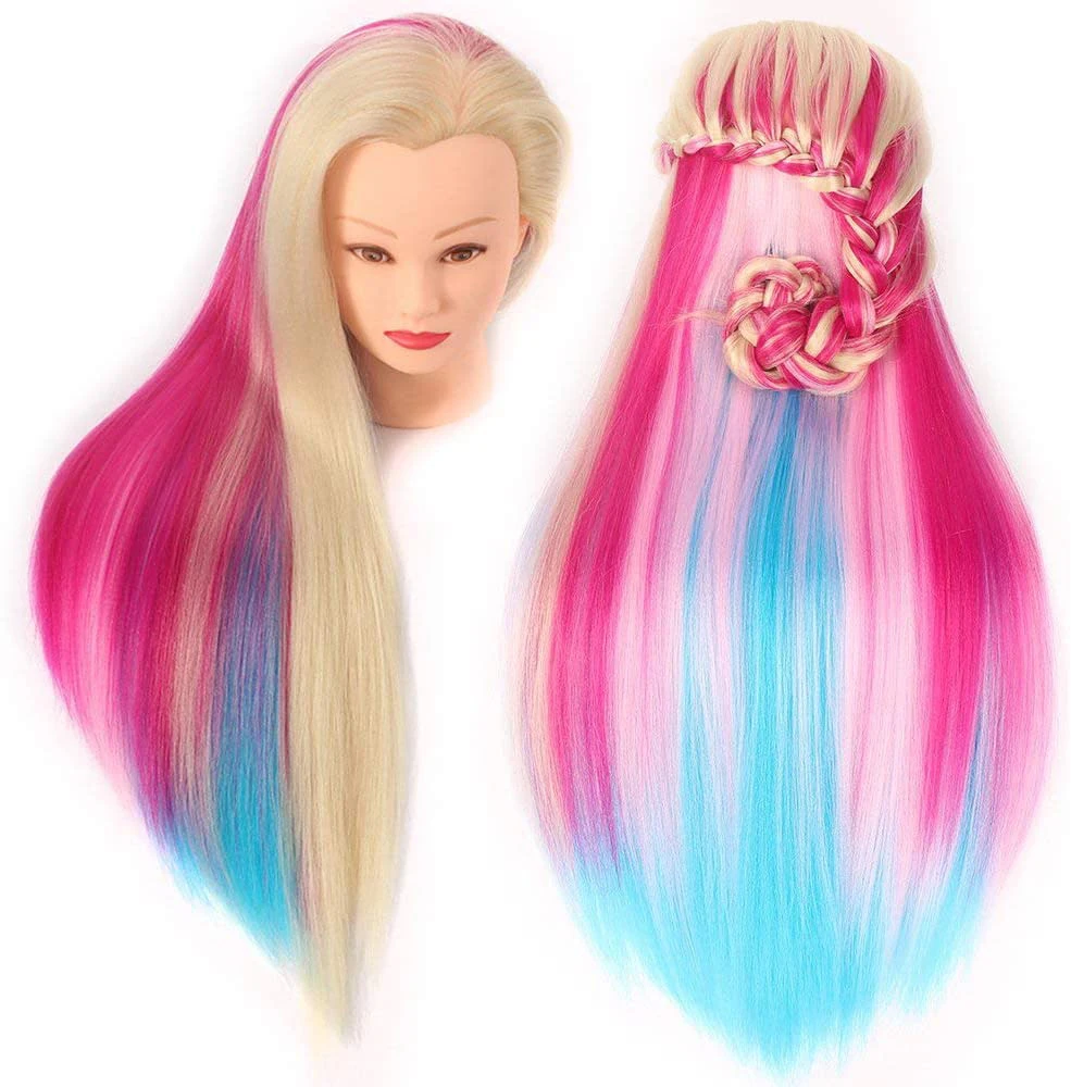 Colorful Synthetic Hair Mannequin Head For Hairstyles Hairdressing Training Head Nice Doll Heads For synthetic braiding