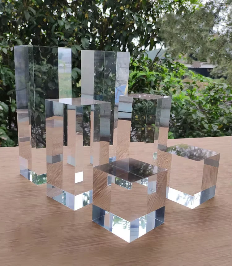 Spring Sign Custom Acrylic Display Block Clear Custom Logo Plexiglass Sheet 20mm 25mm 30mm Thick Lucite PMMA Cube