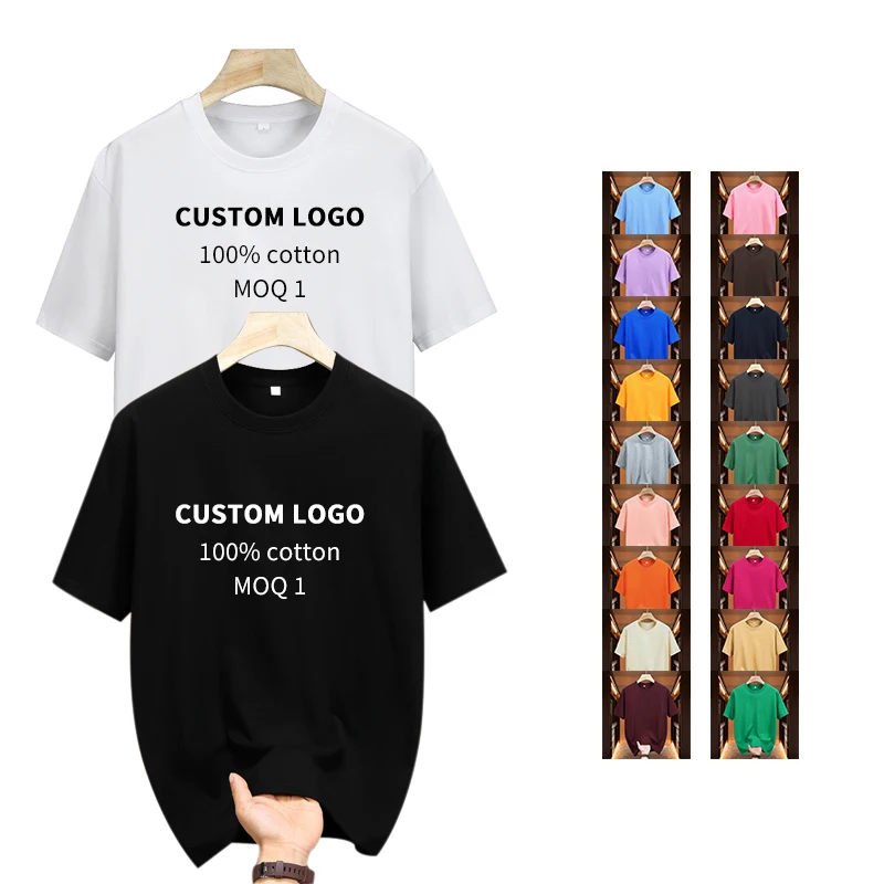 custom logo customized  oversized blank plain black thick heavy weight 100% cotton mens t-shirts for men 100% cotton