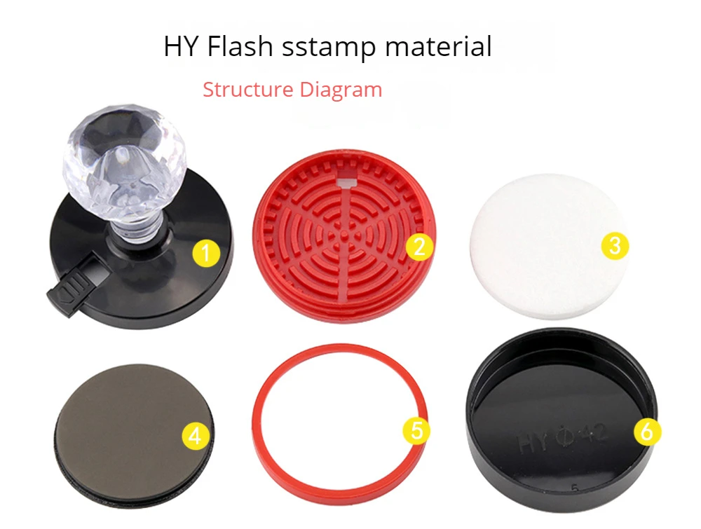 HY Pre Inked Stamp Handle Photosensitive Stamp Crystal Holder Identity Guard Office  Flash Stamp With 7mm Double Foam Ink Pad