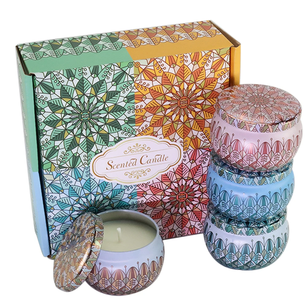 Лидер продаж, соевые свечи разных стилей 2,2 унций, ароматизированные подарочные свечи в жестяной коробке