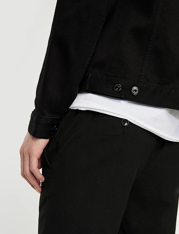 Black Cotton Button Closure Mens Jean Jacket,Jean Jacket Denim