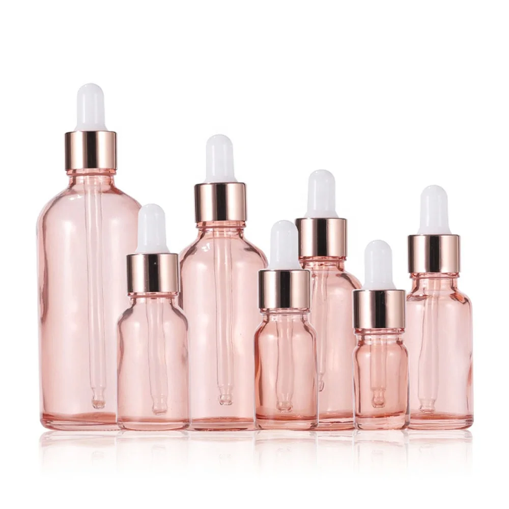 
wholesale 5-100ml cherry powder dropper bottle fragrance liquid bottle rose gold essential oil bottle 