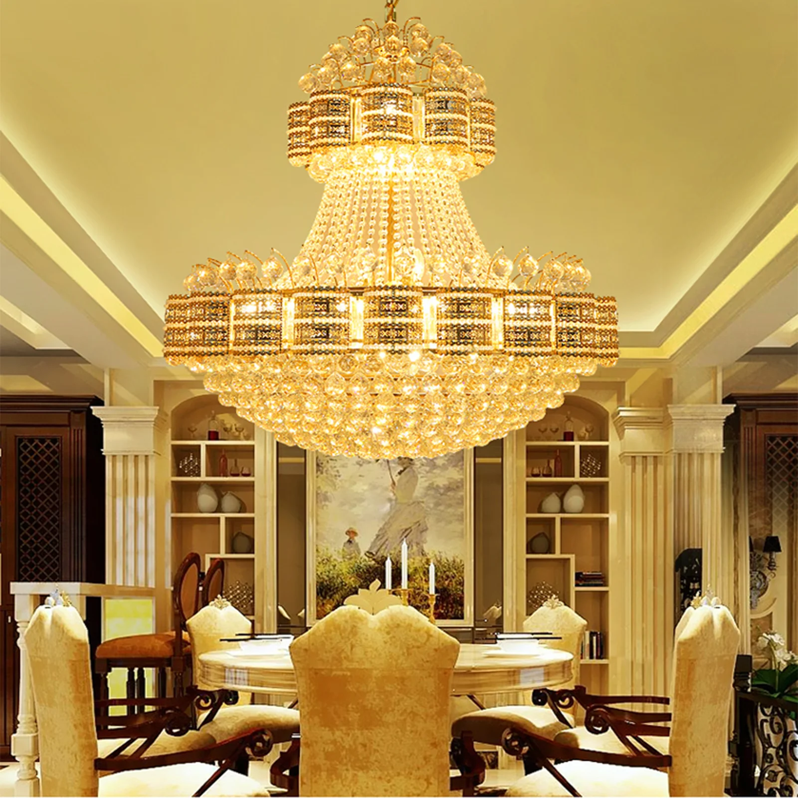 Modern custom round large nordic chandeliers bedroom living room pendant ceiling light led k9 luxury crystal chandelier