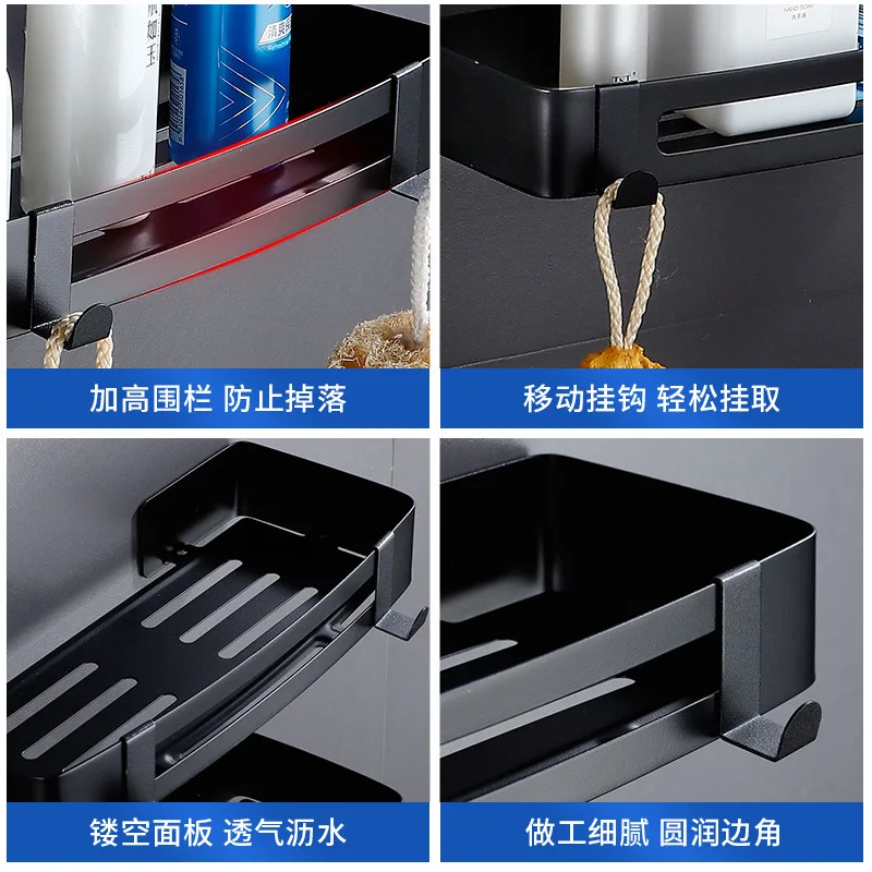 No-Punch Corner Shelving Hygienist Toiletries Rack Bathroom Wall Hanging Kitchen Tripod Stainless Steel Toothbrush Organizer