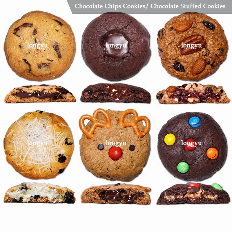 Automatic Stuffed Chocolate Chip Cookies Machine Soft Biscuits Making Machine